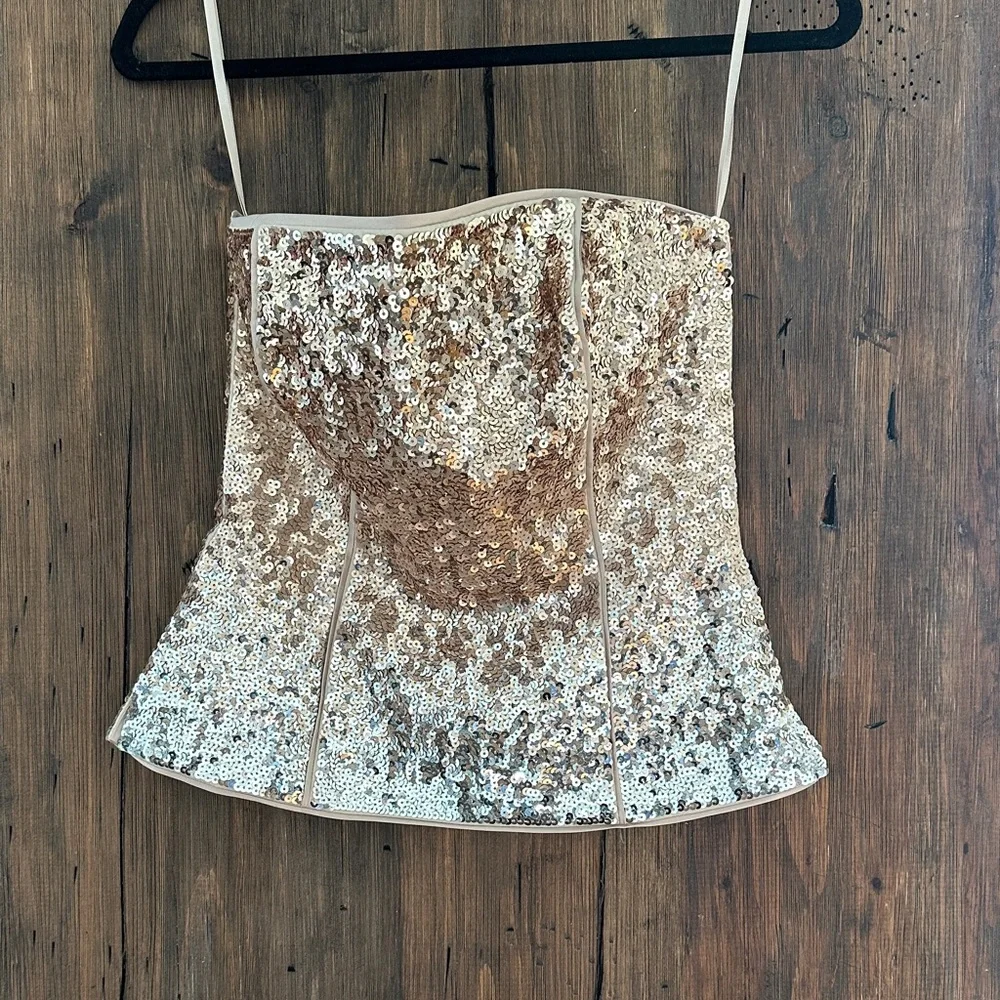White House Black Market Gold Sequin Camisole - Picture 3 of 7